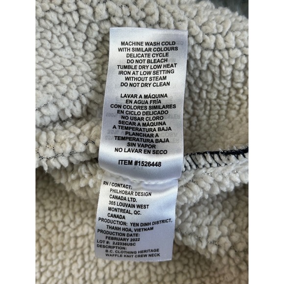 BC Clothing Heritage Mens XL Navy Blue Waffle Knit Sherpa Lined Crew Neck - Picture 5 of 8